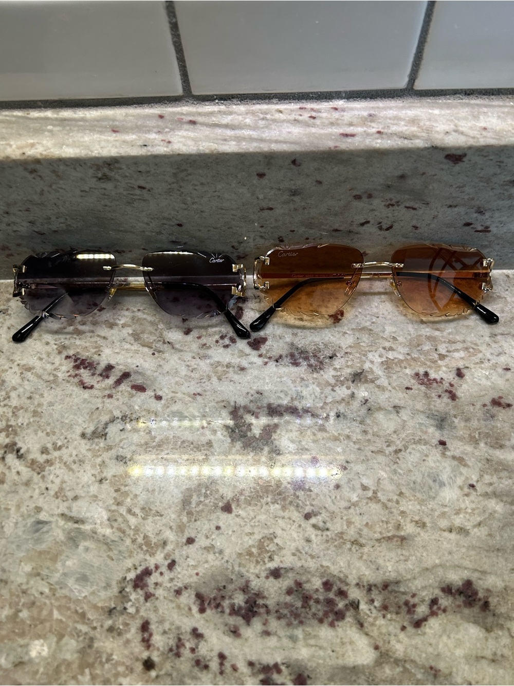 & Other Stories Rimless Sunglasses — Black & Brown Gradient Lenses